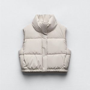 Zara White Faux Leather Cropped Vest